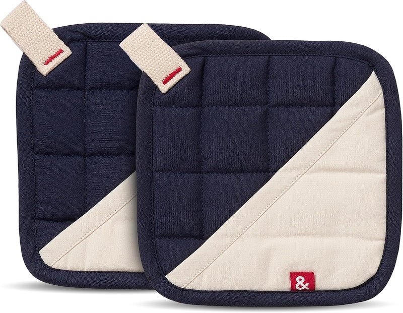 Hedley & Bennett Pot Holder with Pocket - Heat Resistant Kitchen Hot Pot Holders - Blueberry Blue - Image 1